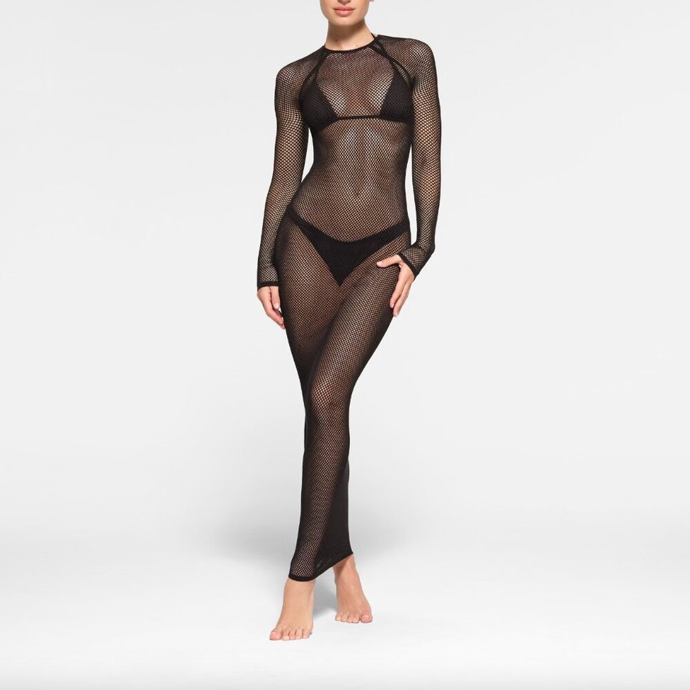 SKIMS WARP KNIT COVER UP LONG SLEEVE DRESS - NWT XXS-S